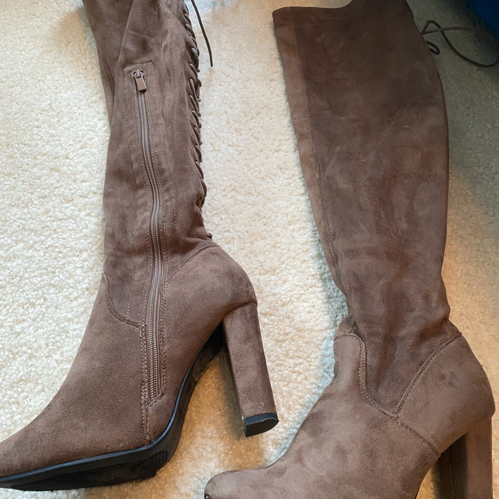 Thigh High Taupe Boots